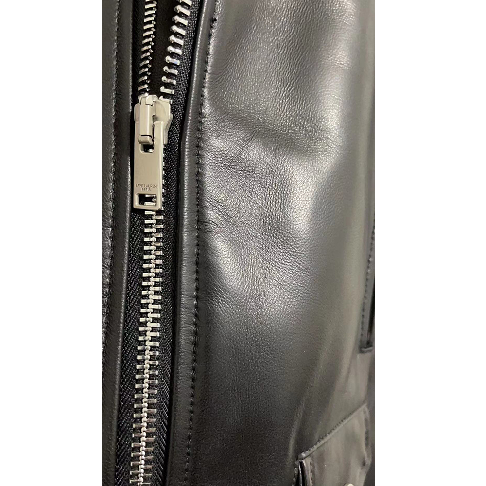 Saint Laurent Slim-Fit Leather Biker Jacket - DopestKickz