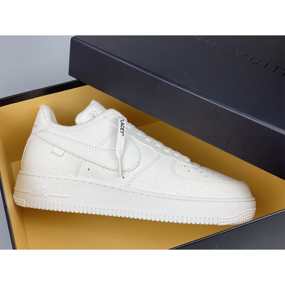 Louis Vuitton  X Nike Air Force 1 Sneaker All White - DopestKickz