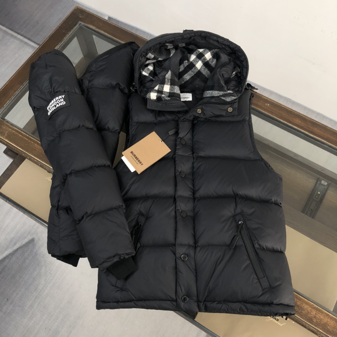 Burberry Logo Print Down Jacket - DopestKickz