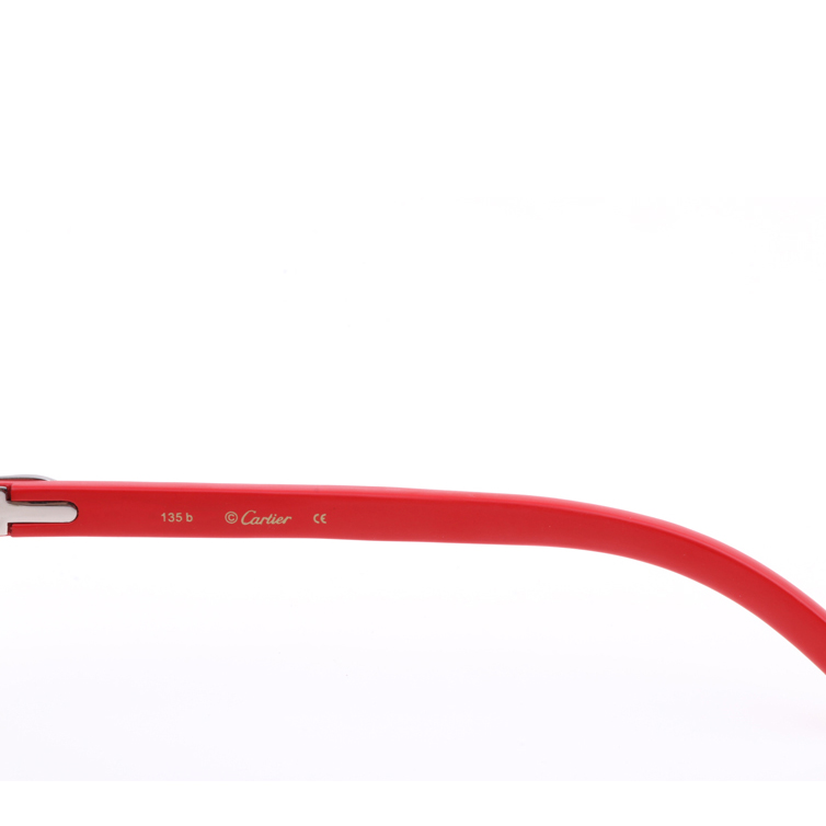 Cartier  8300818 Engrave Lens Red Wood Sunglasses In Silver Brown - DopestKickz