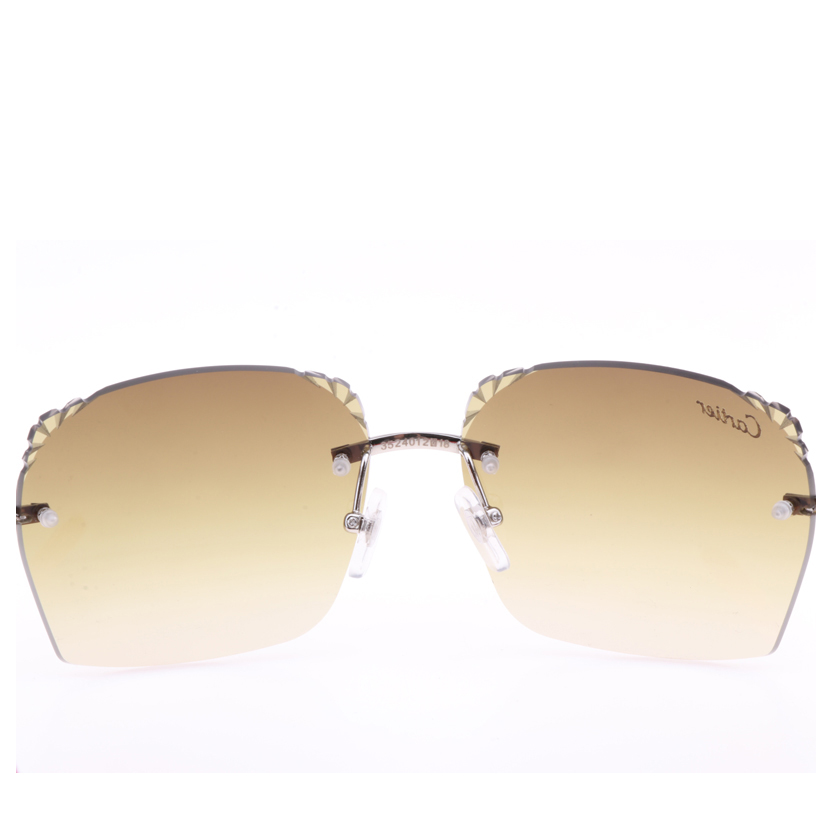 Cartier  8300818 Engrave Lens Red Wood Sunglasses In Silver Brown - DopestKickz