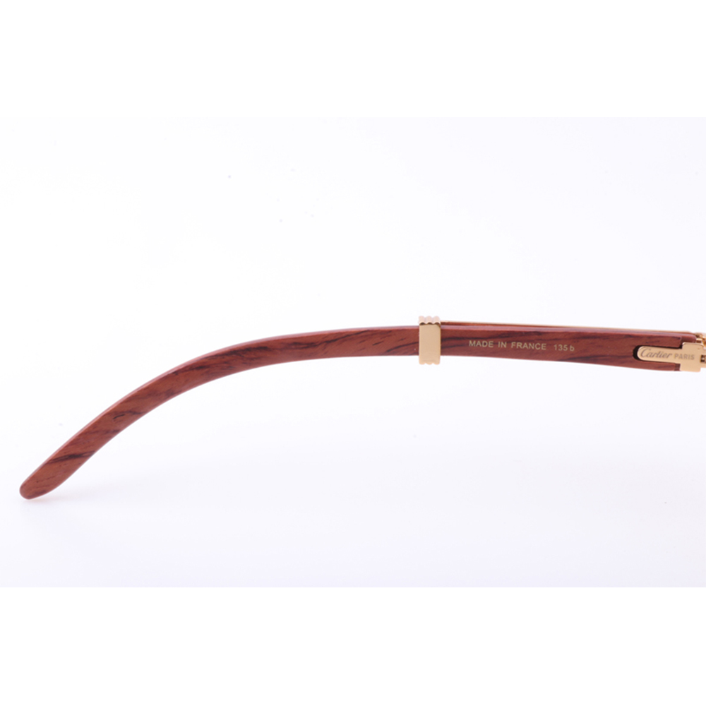 Cartier 7550178 55-22 New Full Diamond Wood Sunglasses In Gold Brown - DopestKickz