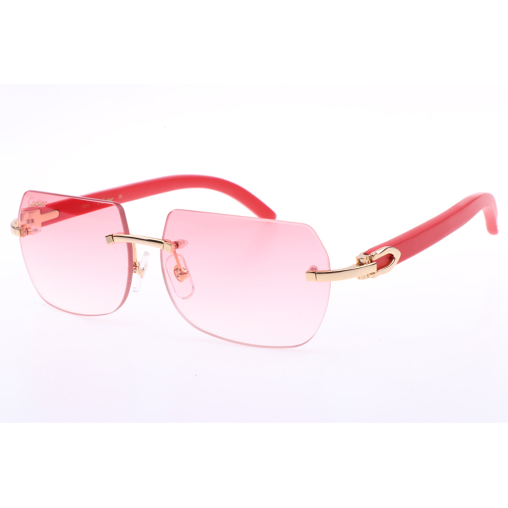 Cartier 8300818 Red Wood Sunglasses In Gold Gradient Pink - DopestKickz