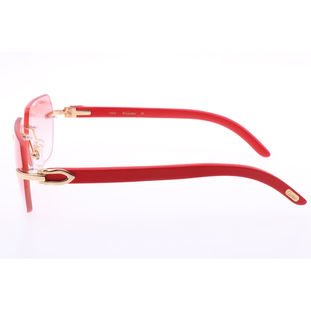 Cartier 8300818 Red Wood Sunglasses In Gold Gradient Pink - DopestKickz