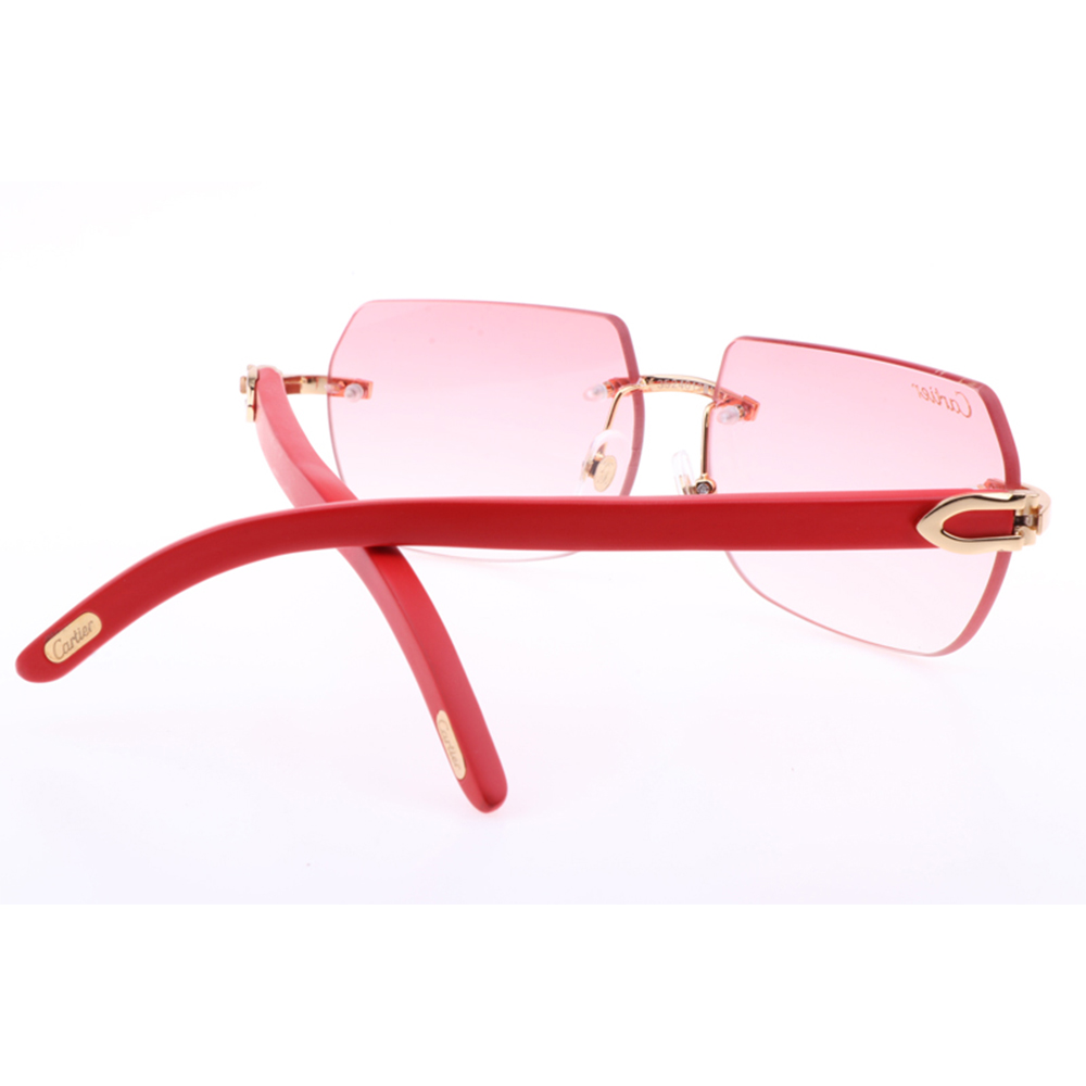 Cartier 8300818 Red Wood Sunglasses In Gold Gradient Pink - DopestKickz