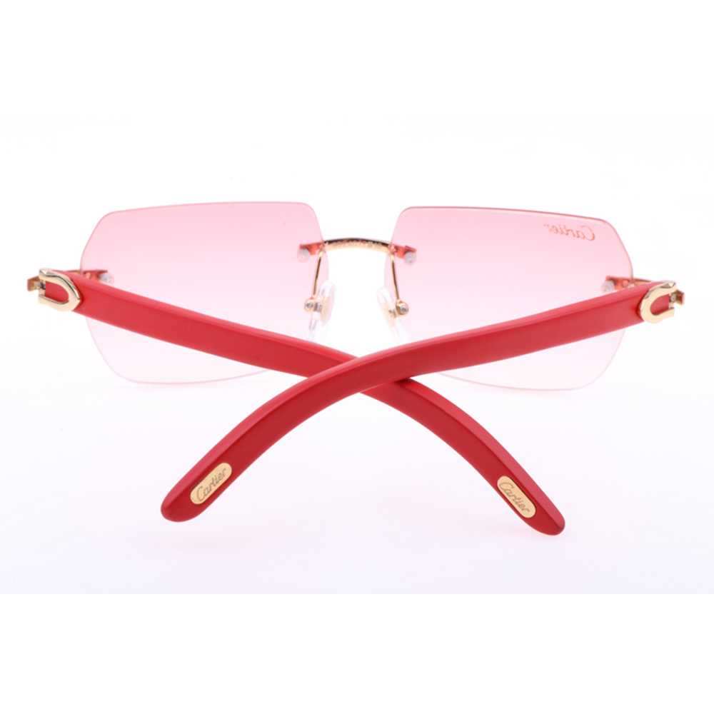 Cartier 8300818 Red Wood Sunglasses In Gold Gradient Pink - DopestKickz