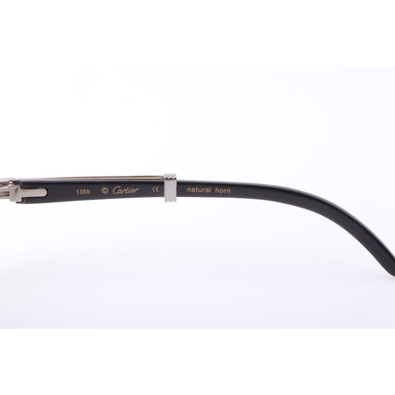 Cartier  7550178 55-22 New Full Diamond White Mix Black Buffalo Sunglasses In Silver Brown - DopestKickz