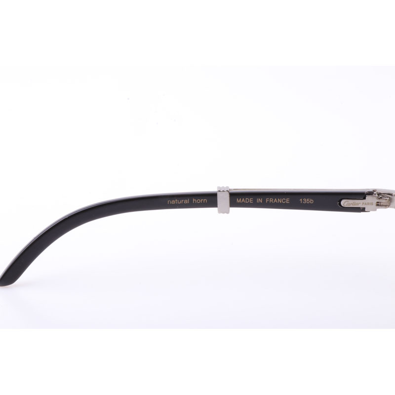 Cartier  7550178 55-22 New Full Diamond White Mix Black Buffalo Sunglasses In Silver Brown - DopestKickz