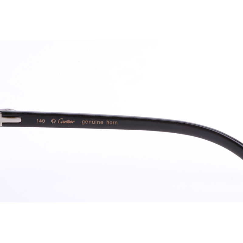 Cartier  8300818 Engrave Lens White Mix Black Buffalo Sunglasses In Silver Brown - DopestKickz