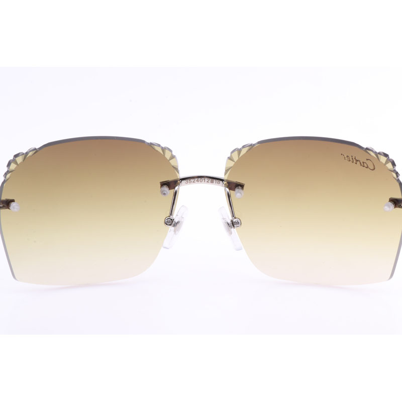 Cartier  8300818 Engrave Lens White Mix Black Buffalo Sunglasses In Silver Brown - DopestKickz
