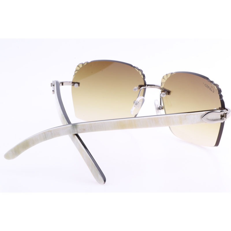 Cartier  8300818 Engrave Lens White Mix Black Buffalo Sunglasses In Silver Brown - DopestKickz