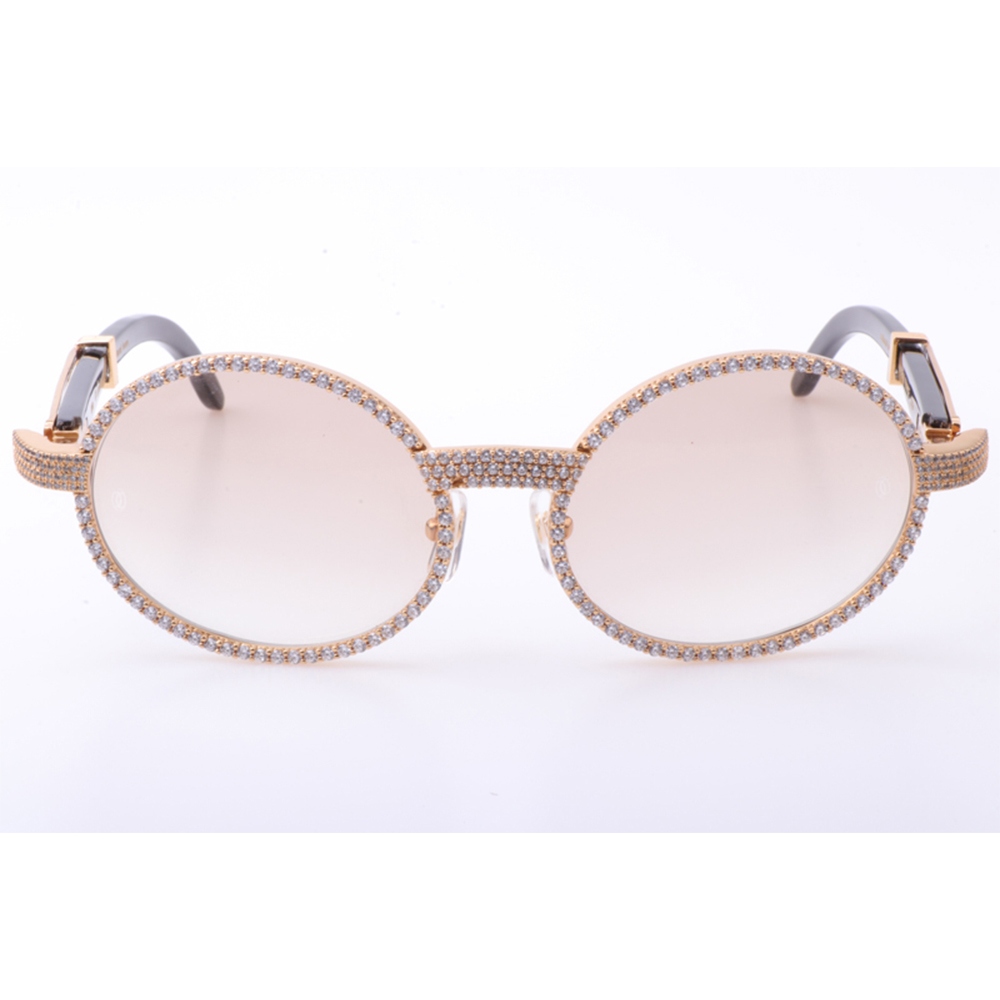 Cartier 7550178 55-22 New Full Diamond Black Buffalo Sunglasses In Gold Brown - DopestKickz