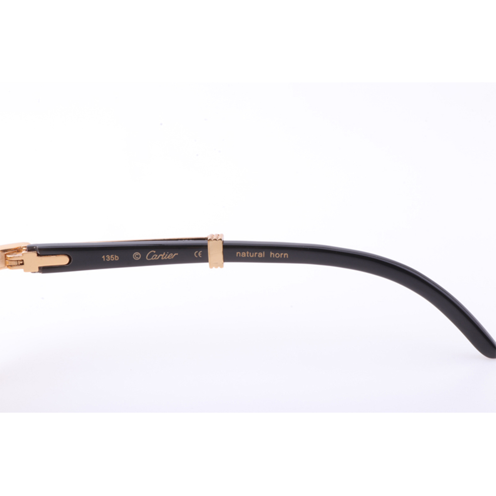 Cartier 7550178 55-22 New Full Diamond Black Buffalo Sunglasses In Gold Brown - DopestKickz