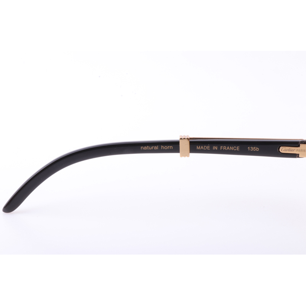 Cartier 7550178 55-22 New Full Diamond Black Buffalo Sunglasses In Gold Brown - DopestKickz