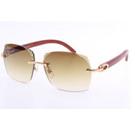 Cartier  8300818 Engrave Lens Wood Sunglasses In Gold Brown - DopestKickz