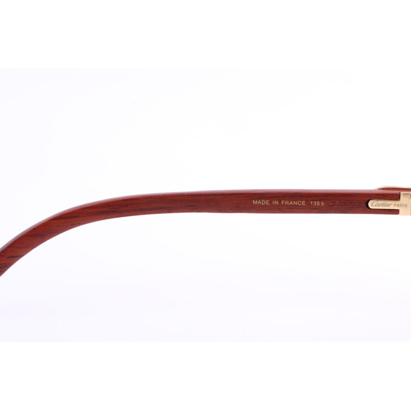 Cartier  8300818 Engrave Lens Wood Sunglasses In Gold Brown - DopestKickz