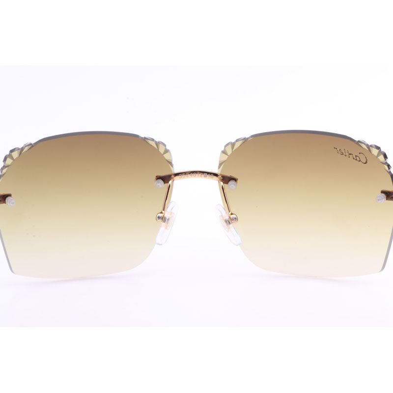 Cartier  8300818 Engrave Lens Wood Sunglasses In Gold Brown - DopestKickz