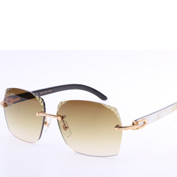 Cartier 8300818 Engrave Lens White Mix Black Buffalo Sunglasses In Gold Brown - DopestKickz