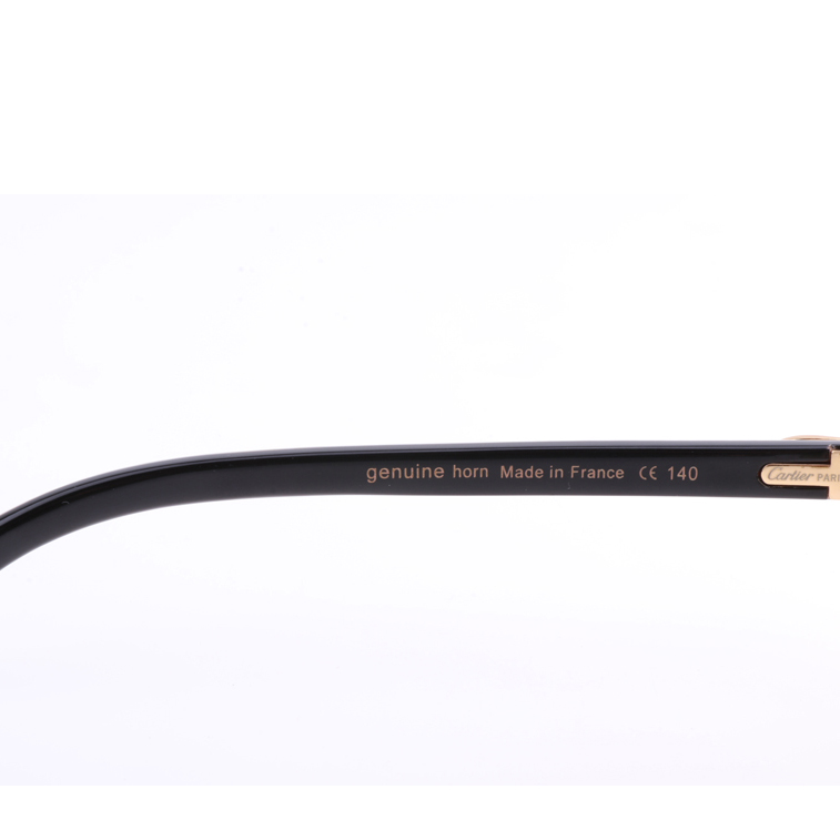 Cartier 8300818 Engrave Lens White Mix Black Buffalo Sunglasses In Gold Brown - DopestKickz