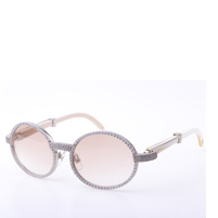 Cartier  7550178 55-22 New Full Diamond White Buffalo Sunglasses In Silver Brown - DopestKickz