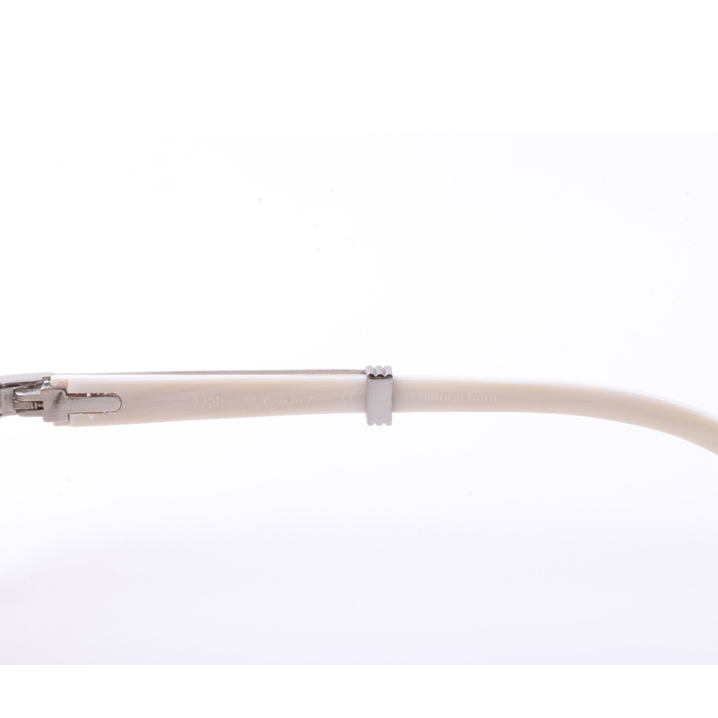 Cartier  7550178 55-22 New Full Diamond White Buffalo Sunglasses In Silver Brown - DopestKickz