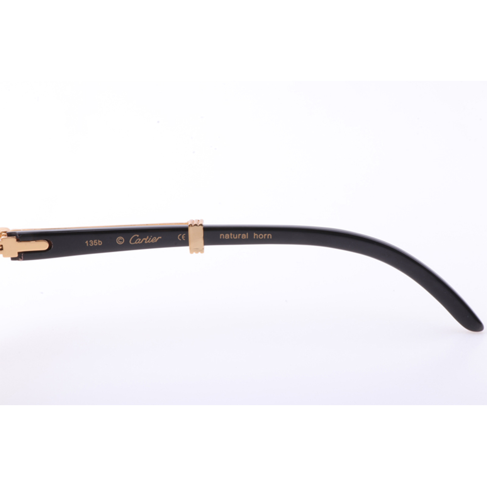 Cartier 7550178 55-22 New Full Diamond White Mix Black Buffalo Sunglasses In Gold Brown - DopestKickz