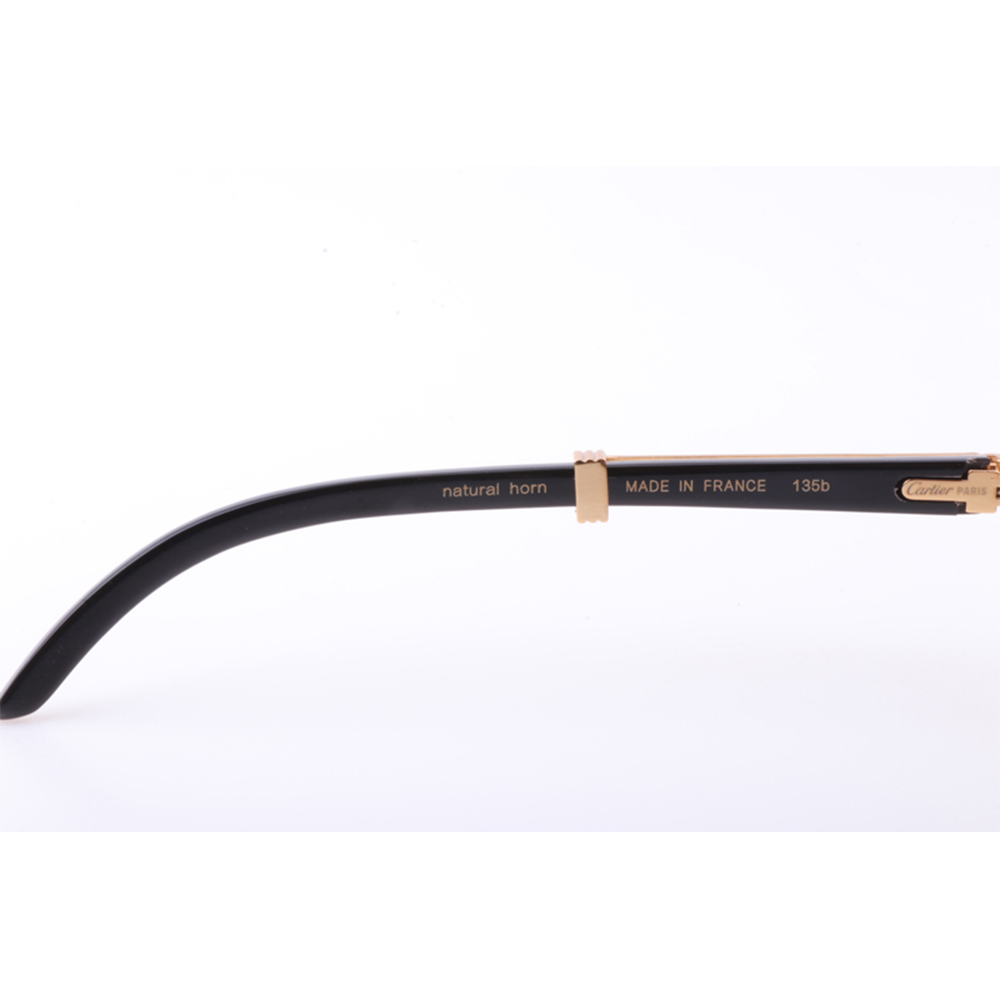 Cartier 7550178 55-22 New Full Diamond White Mix Black Buffalo Sunglasses In Gold Brown - DopestKickz