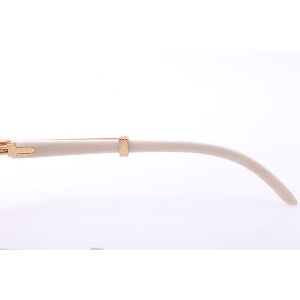 Cartier 7550178 55-22 New Full Diamond White Buffalo Sunglasses In Gold Brown - DopestKickz