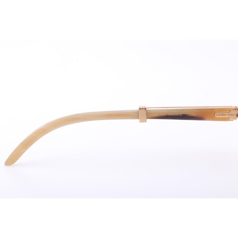 Cartier 7550178 55-22 New Full Diamond White Buffalo Sunglasses In Gold Brown - DopestKickz