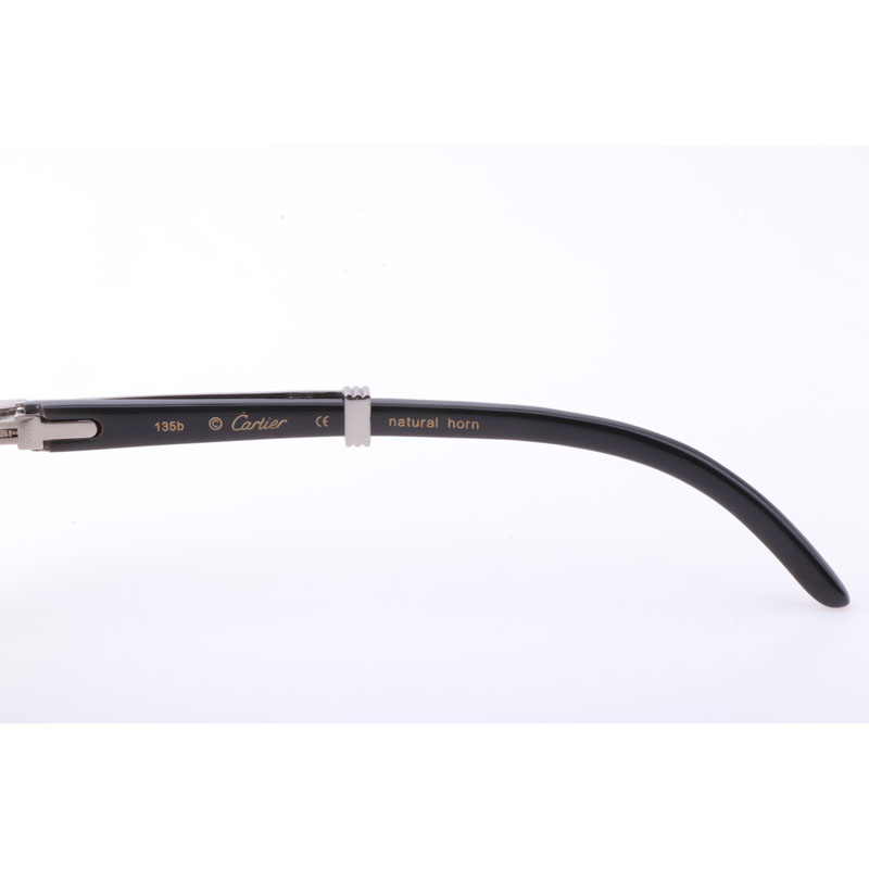 Cartier  7550178 55-22 New Full Diamond Black Buffalo Sunglasses In Silver Brown - DopestKickz