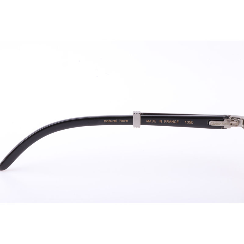 Cartier  7550178 55-22 New Full Diamond Black Buffalo Sunglasses In Silver Brown - DopestKickz