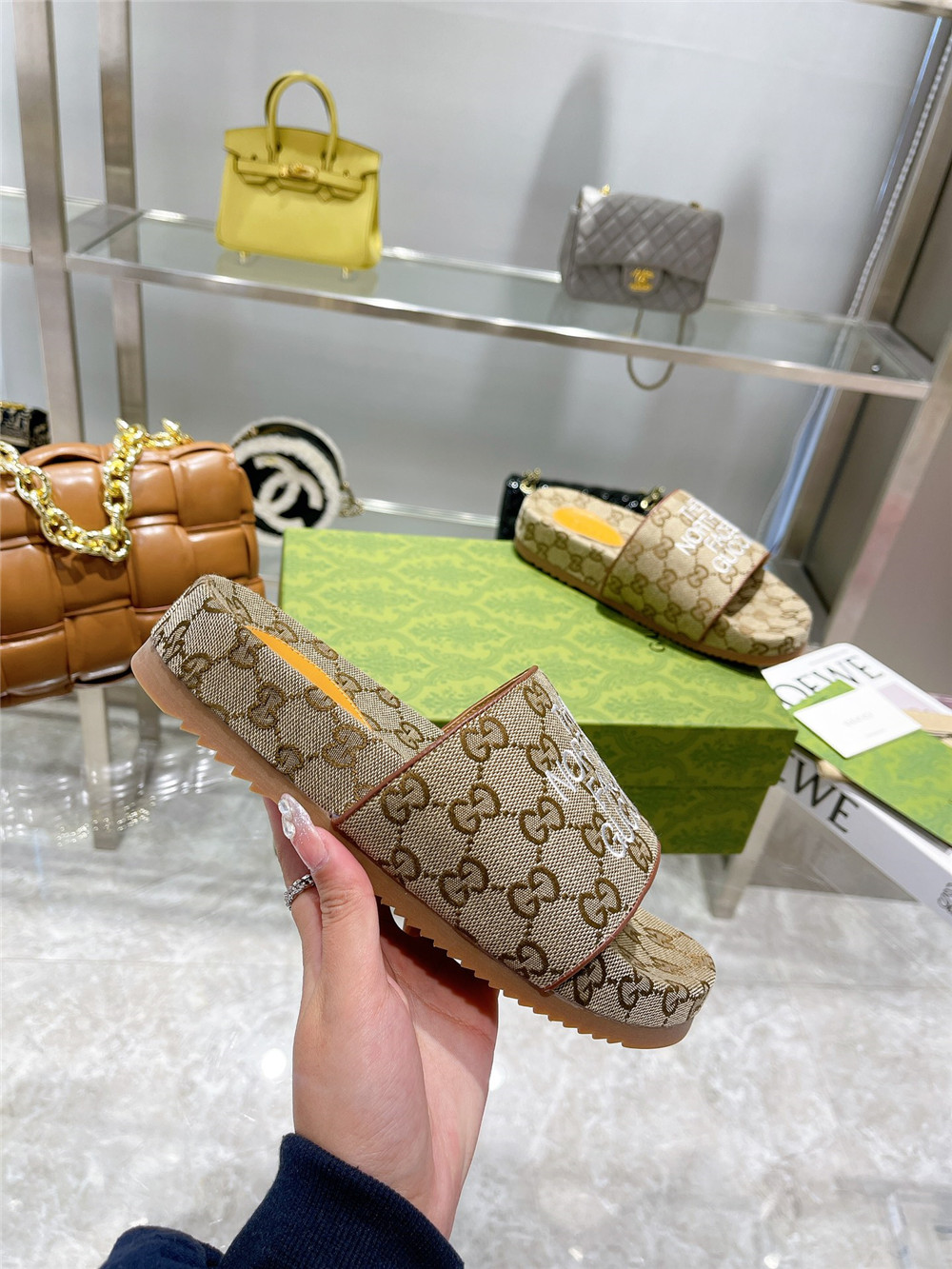 Gucci X The North Face GG Logo Slides - DopestKickz