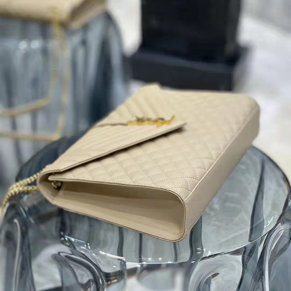 Saint Laurent Envelope Large Bag In Mix Matelasse Grain De Poudre Emboosed Leather - DopestKickz