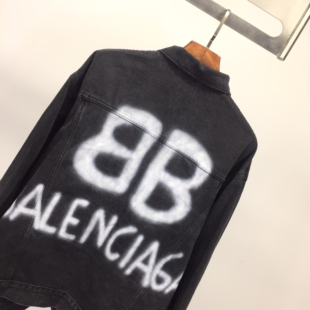  Balenciaga Spray Paint Logo Denim Jacket - DopestKickz