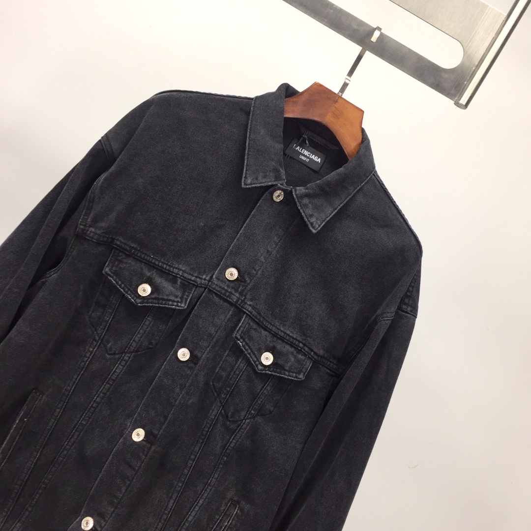  Balenciaga Spray Paint Logo Denim Jacket - DopestKickz