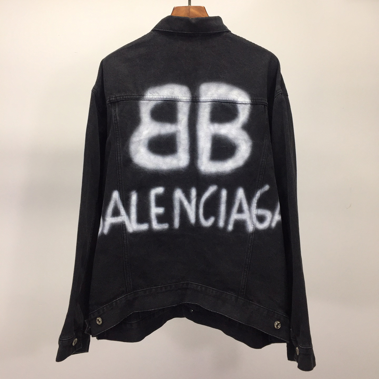  Balenciaga Spray Paint Logo Denim Jacket - DopestKickz