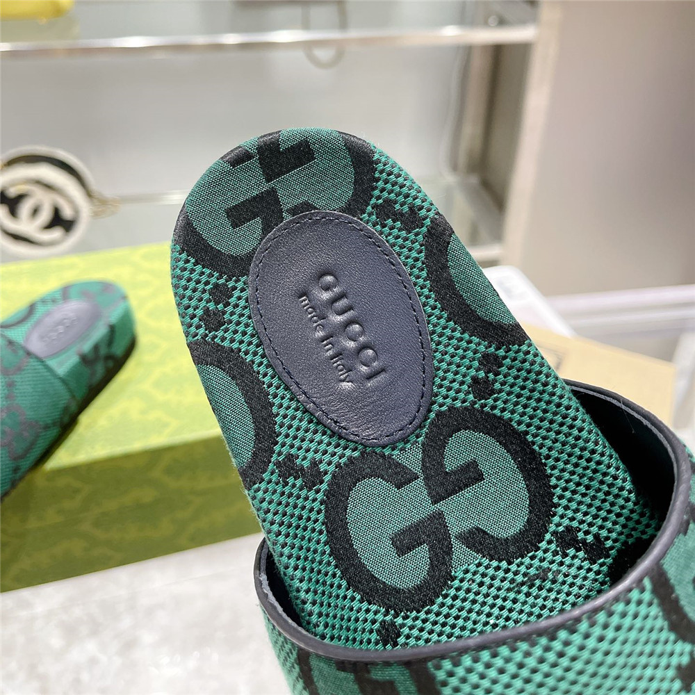 Gucci  Green GG Logo Slides - DopestKickz
