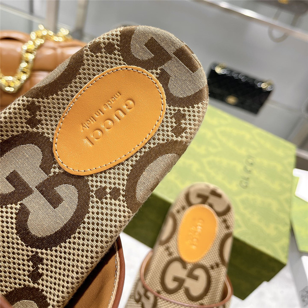 Men's GG Canvas Slide Sandal(Beige) - DopestKickz