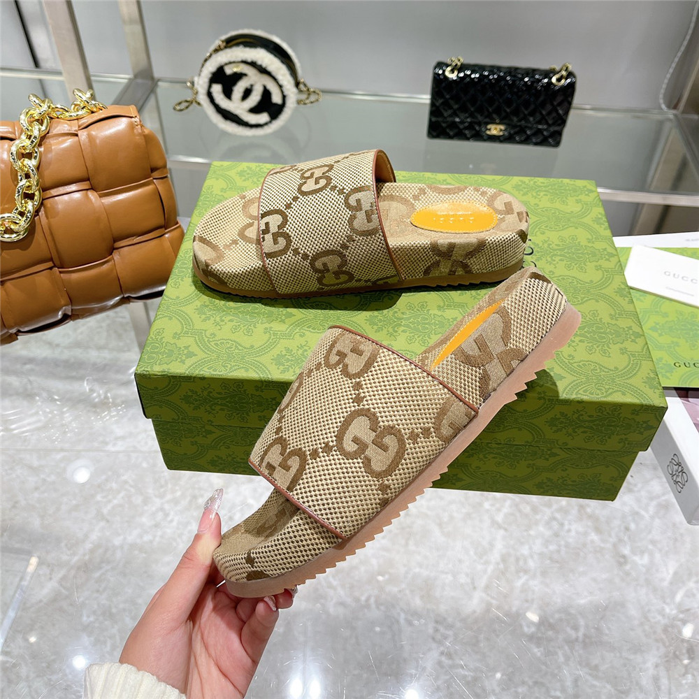 Men's GG Canvas Slide Sandal(Beige) - DopestKickz