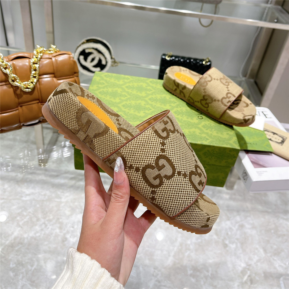 Men's GG Canvas Slide Sandal(Beige) - DopestKickz