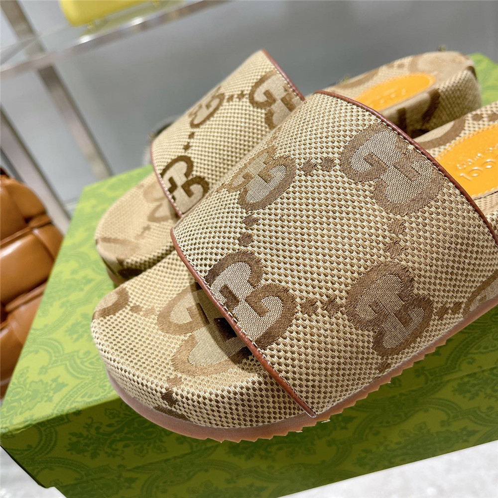 Men's GG Canvas Slide Sandal(Beige) - DopestKickz