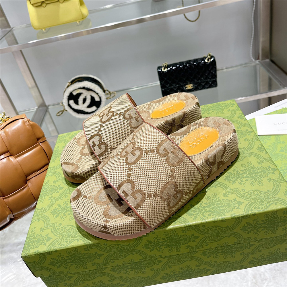 Men's GG Canvas Slide Sandal(Beige) - DopestKickz