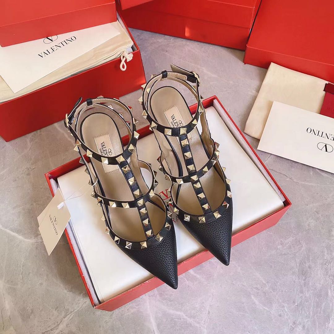 Valenti  Women's Rockstud Leather Caged Heel Pumps - DopestKickz