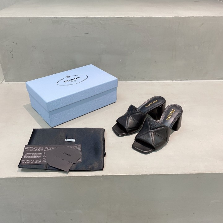 Prada Quilted Nappa Leather Heeled Sandals - DopestKickz