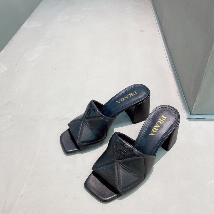 Prada Quilted Nappa Leather Heeled Sandals - DopestKickz