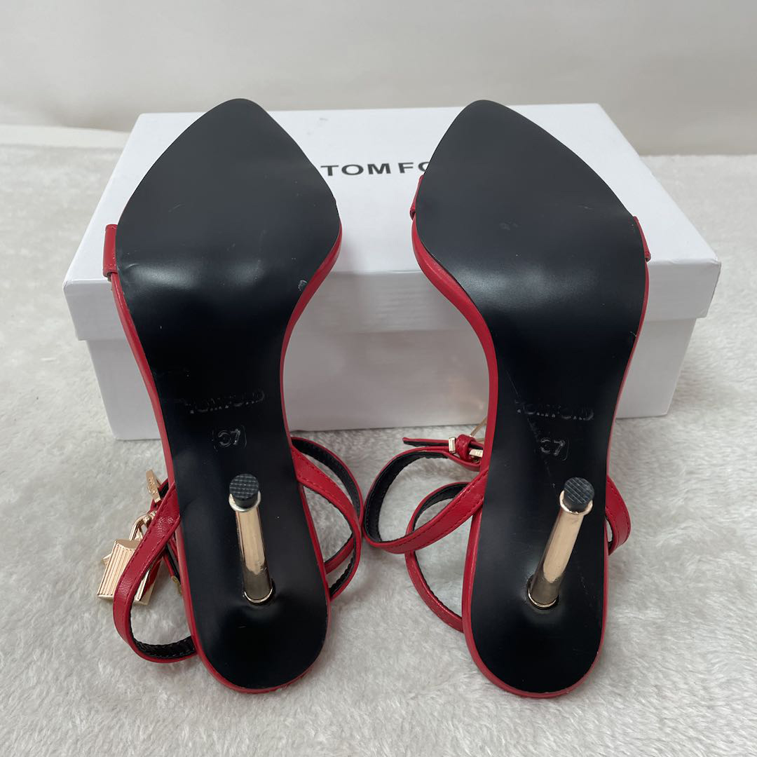 Tom Ford Shiny Leather Padlock Pointy Naked Sandal - DopestKickz