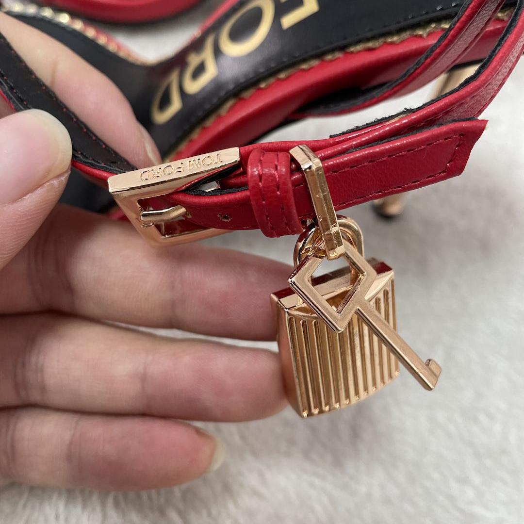 Tom Ford Shiny Leather Padlock Pointy Naked Sandal - DopestKickz