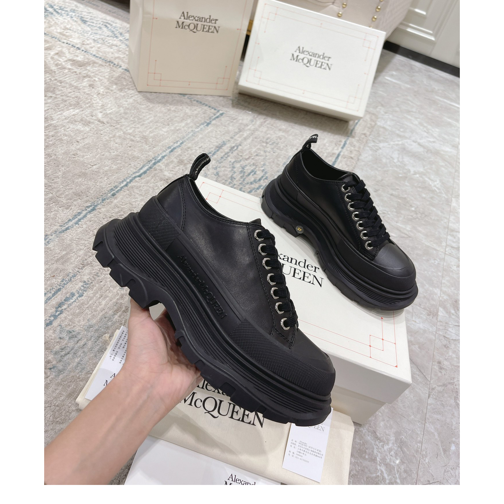 Alexander Mqueen Tread Slick Platform Low Sneakers - DopestKickz