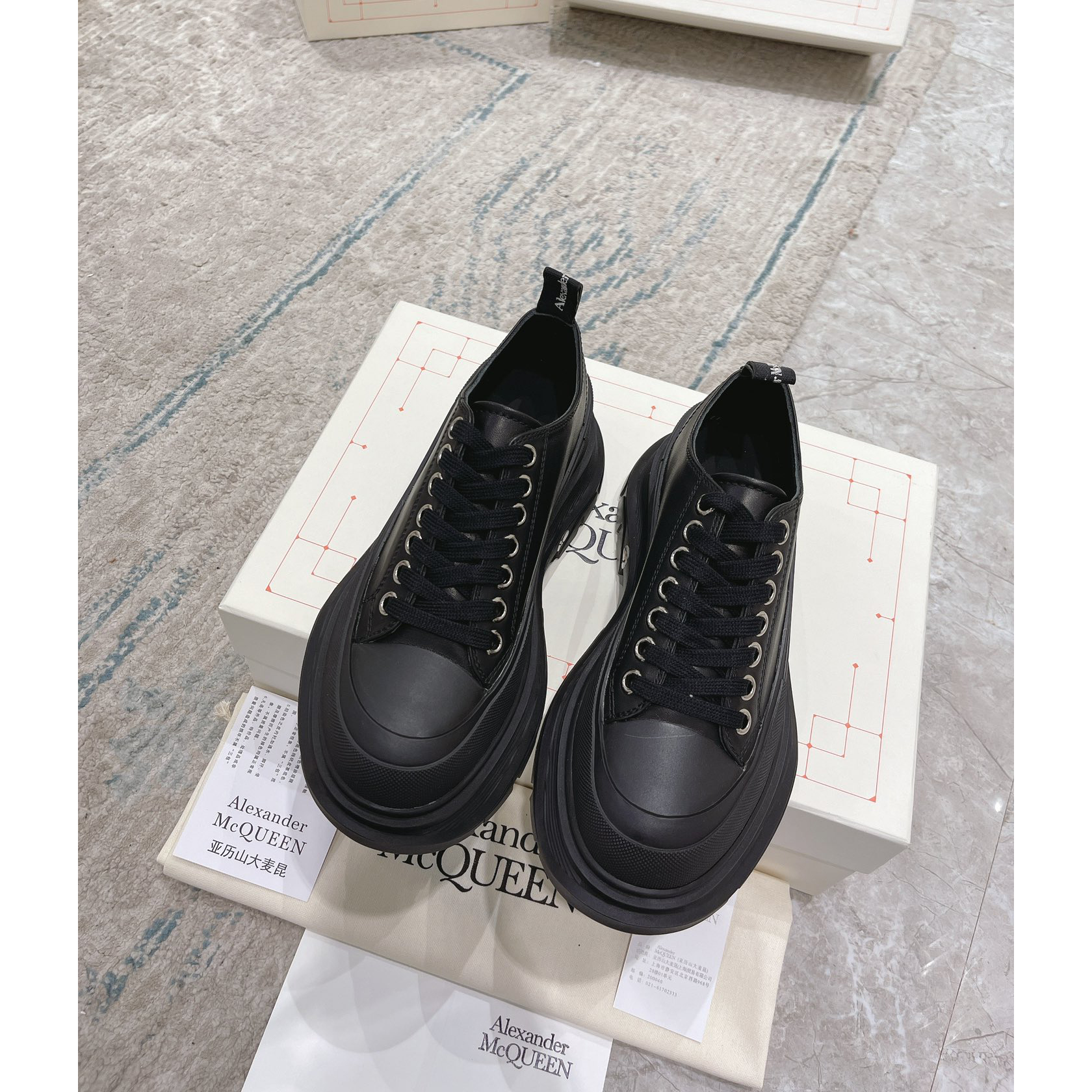 Alexander Mqueen Tread Slick Platform Low Sneakers - DopestKickz