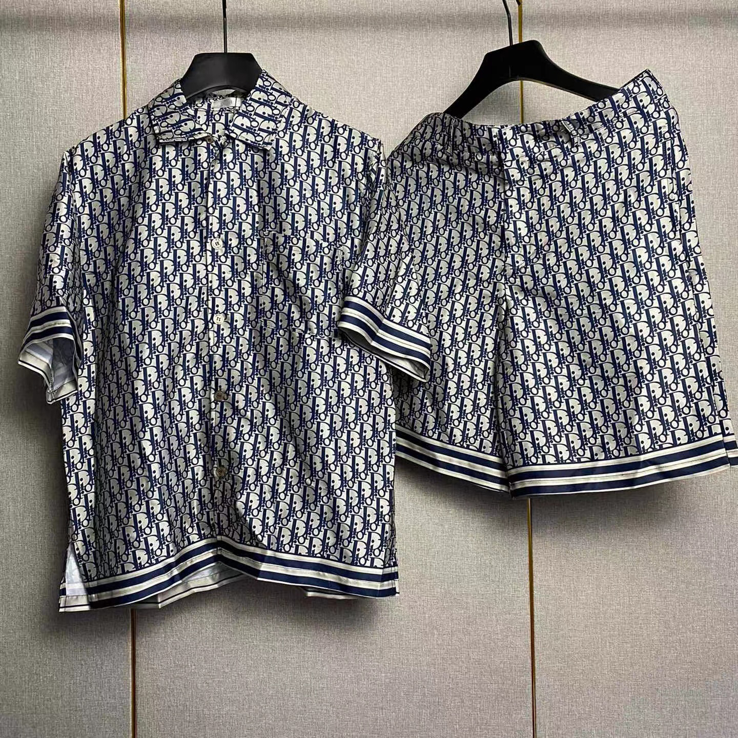 Dior Oblique Pixel Short-Sleeved Shirt And Shorts - DopestKickz